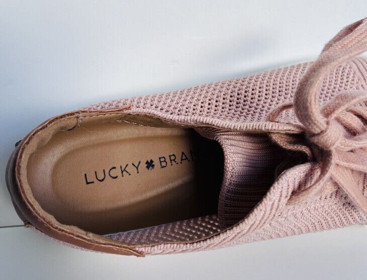 Women’s Lucky Brand LP- Luika Woven Tie Up Sneakers Pink/White Size 8.5 Mesh