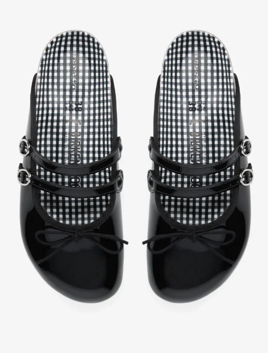 ON HAND NEW! BIRKENSTOCK x REPETTO SCALA MULES BLACK PAT.LEATHER EU 39 US 8-8.5