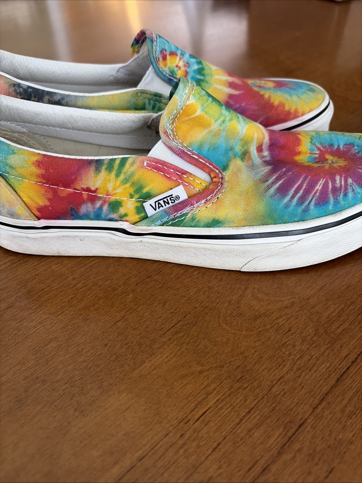 Vans Rainbow Tie-Dye Classic Slip-On Skate Shoes Size M 5 W/6.5