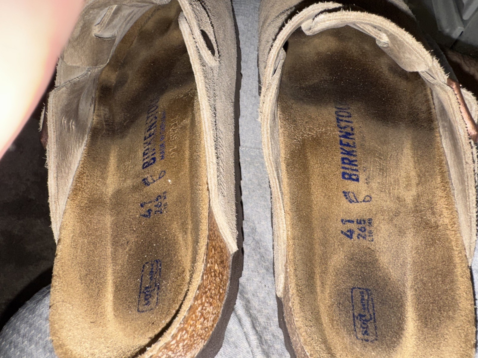 Birkenstock Boston Suede Clogs Womens Taupe Normal Soft Footbed Sandals