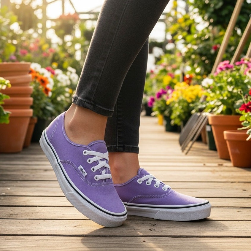 Vans Authentic Low Purple Canvas Shoes Skateboard Casual Womens 6.5