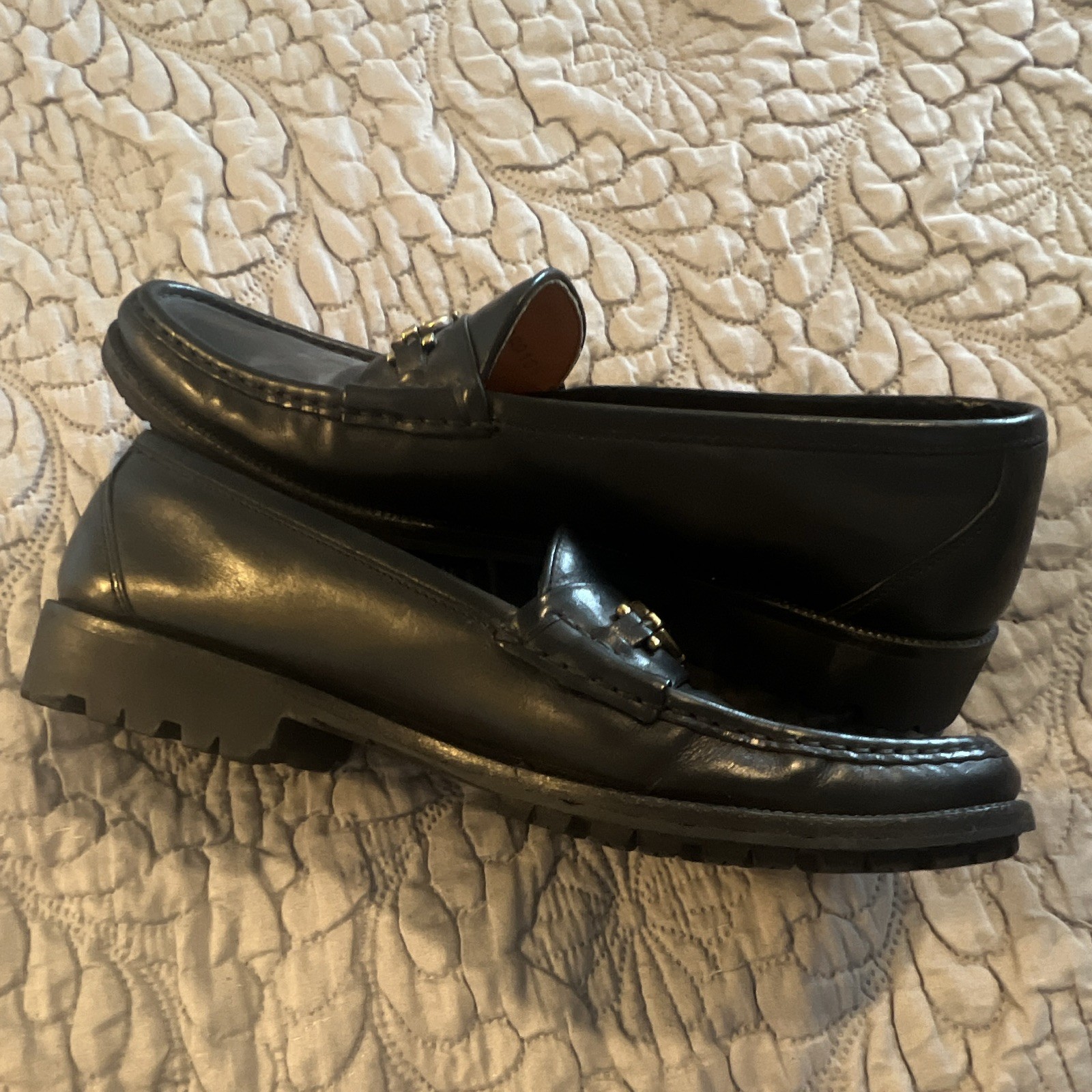 Salvatore Ferragamo Gancini Men’s Black Leather Slip-On Loafer US 10.5 D