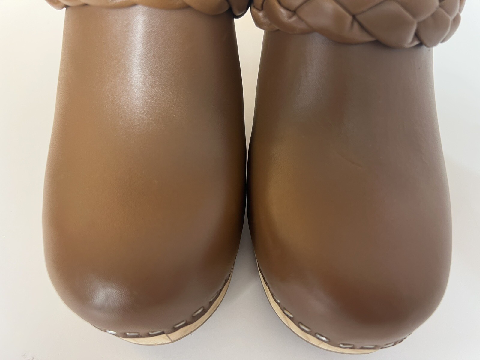 Dolce Vita Hila Braided Heel Saddle Leather Brown Mule Clog New Size 8.5