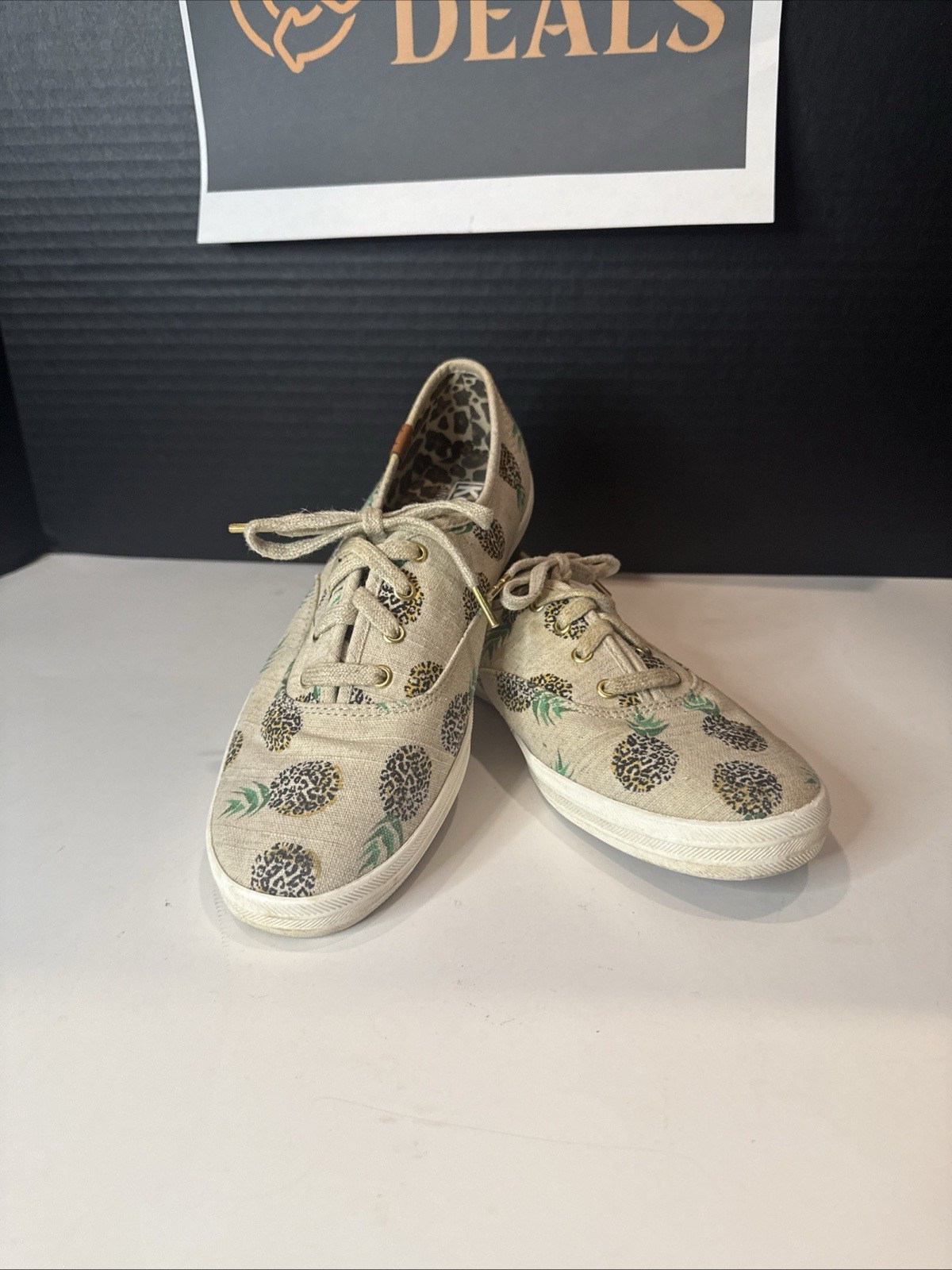 Keds Champion Lace Up Sneaker Fruity Pineapple Beige Sz 7 Canvas