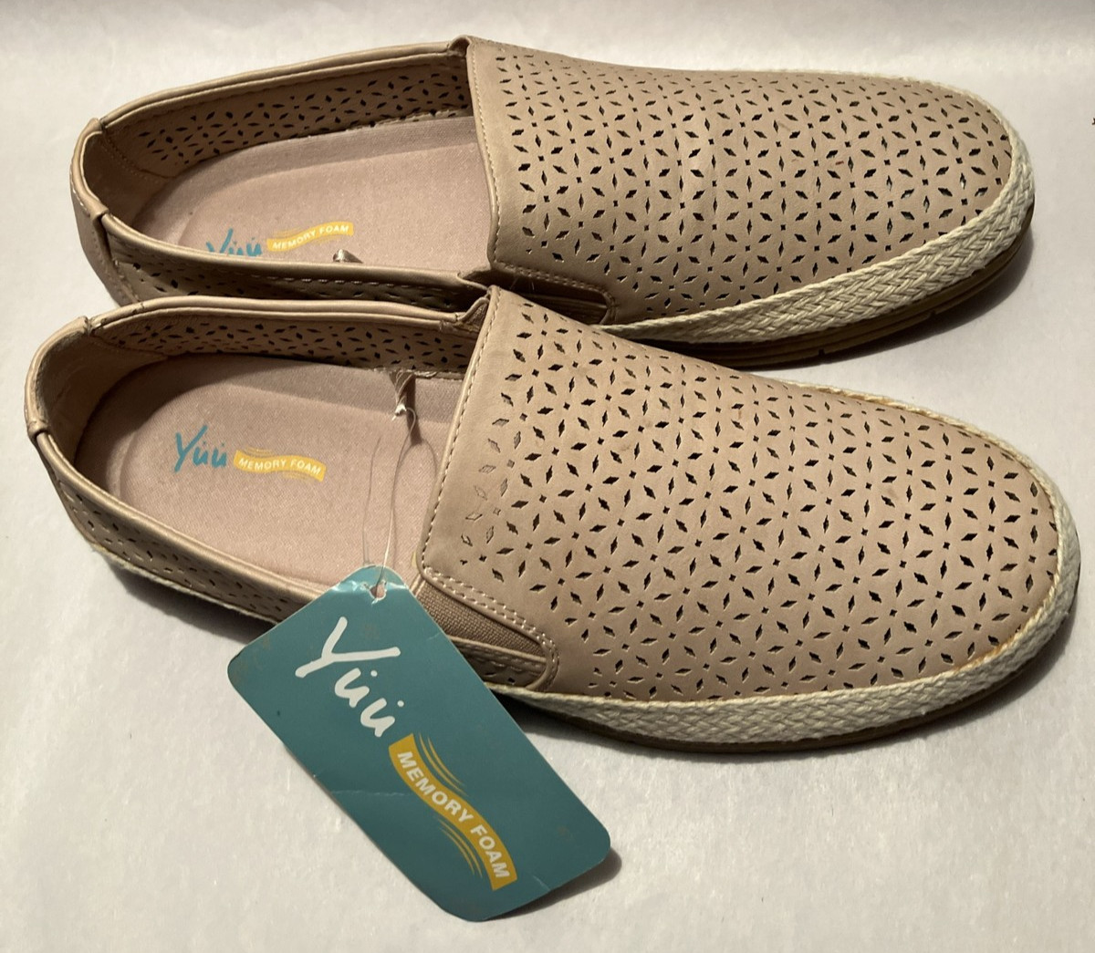 New Yuu Lacey Womens 8M Tan Ventilated Memory Foam Insole Comfort Espadrilles