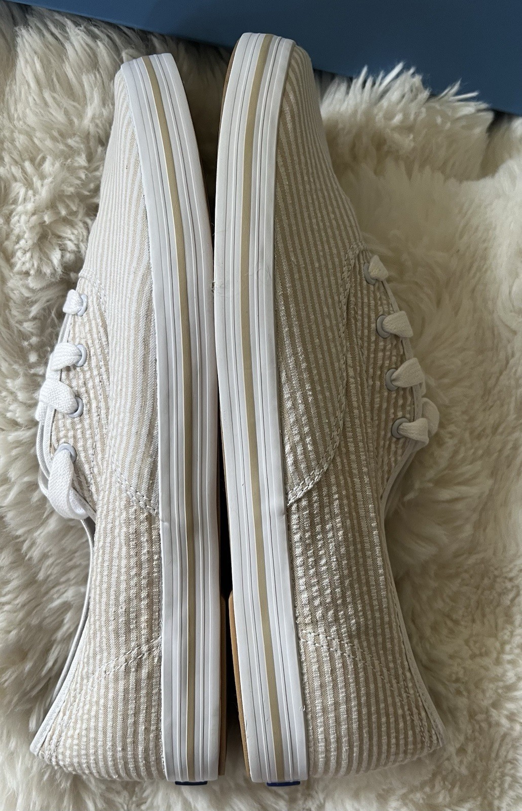 Vintage Keds Seersucker Sneakers Womens Size 10M NOS NIB Y2K Stripe