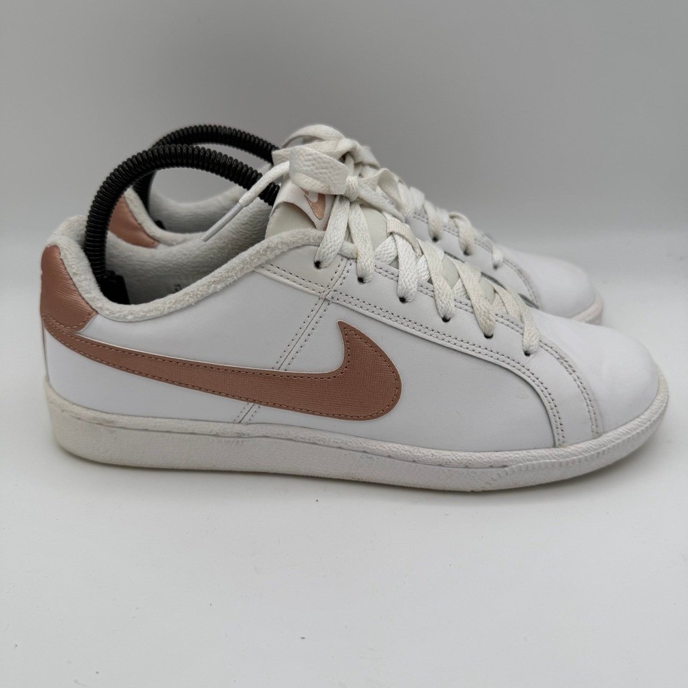 Women’s Nike Court Royale White Bronze Metallic Casual Leather Shoes Size 8.5