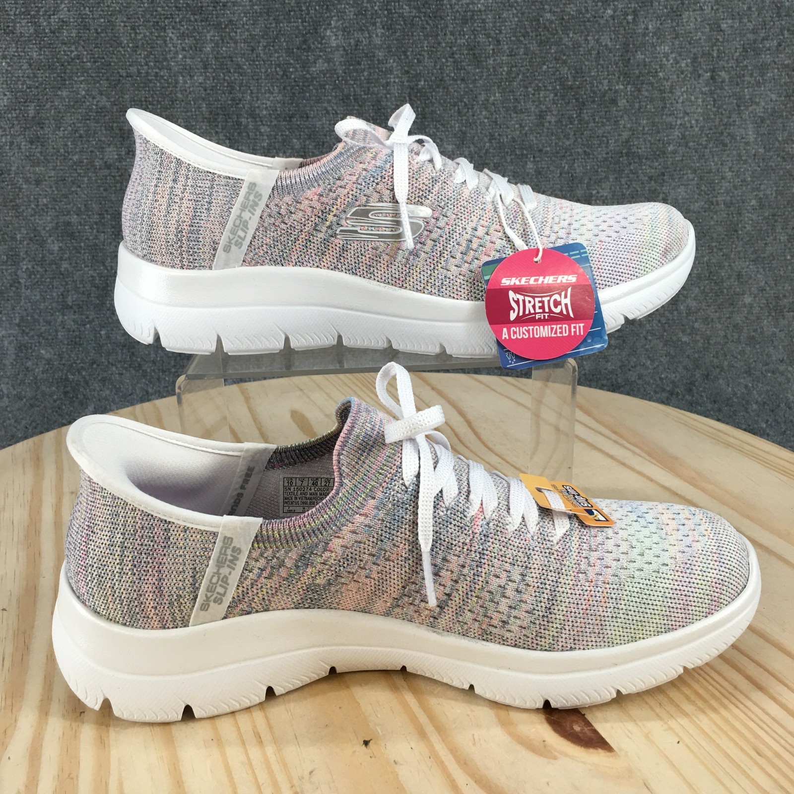 NEW Skechers Slip Ins Shoes Womens 10 Summits-Mystic Glow Sneakers White Multi