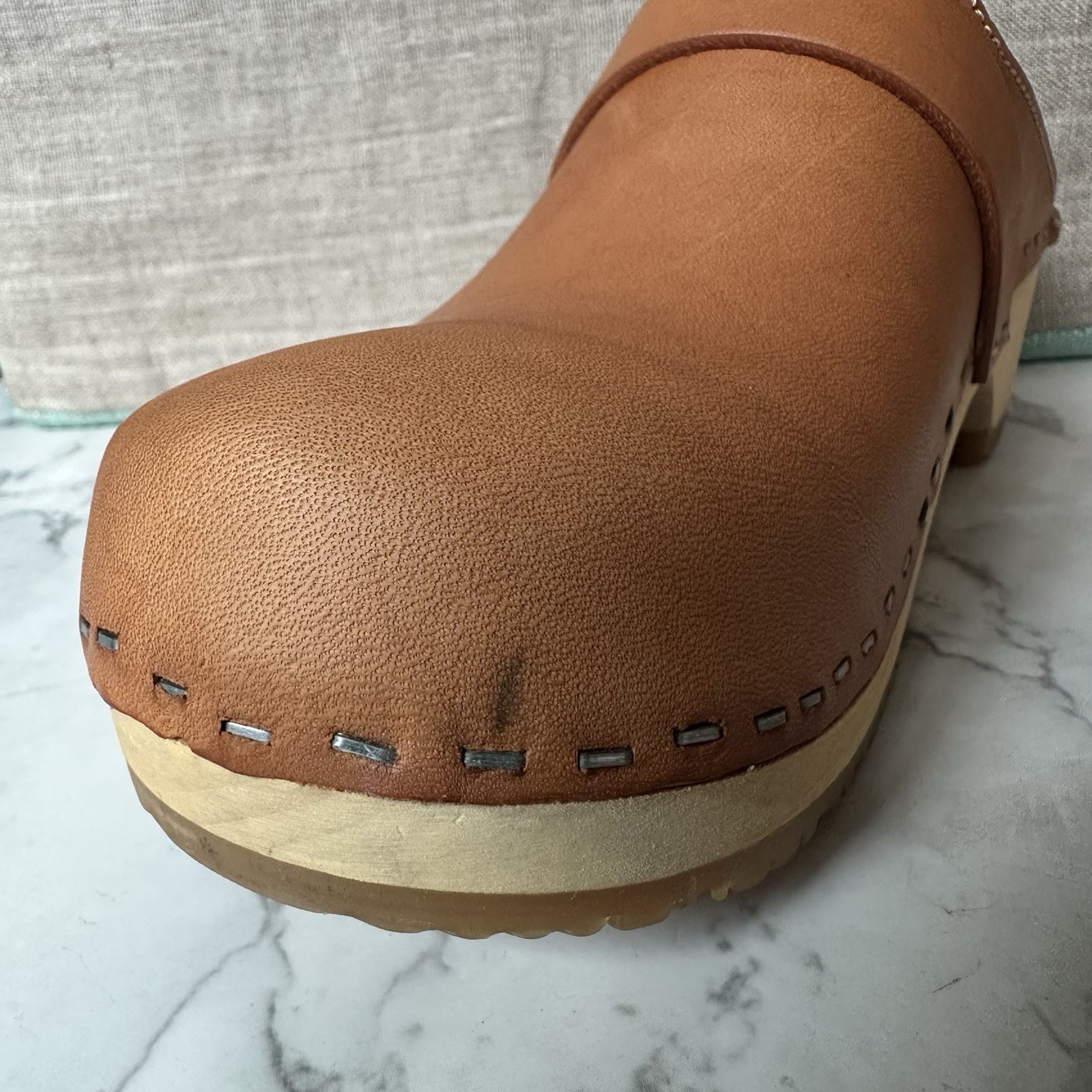 Sandgrens Tokyo Classic Clog Mule Caramel Saddle Tan Brown Size 36 US 6 EUC