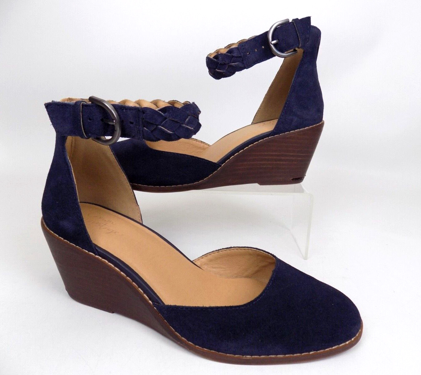 CROWN VINTAGE Women Lorelee Wedge Ankle Strap Comfort Shoes Size 8.5 M, Blue