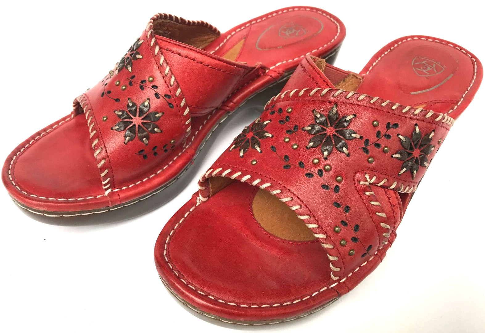 Ariat 10009323 Bella Slide Chili Red Slip-On Sandals Clogs Shoes Womens US 8.5 B