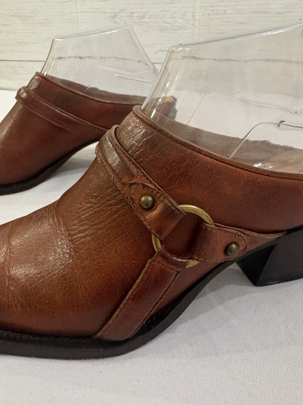 CHARLIE 1 HORSE LEATHER SLIP ON MULE BRAZILIAN WESTERN SHOES SZ 7.5 B