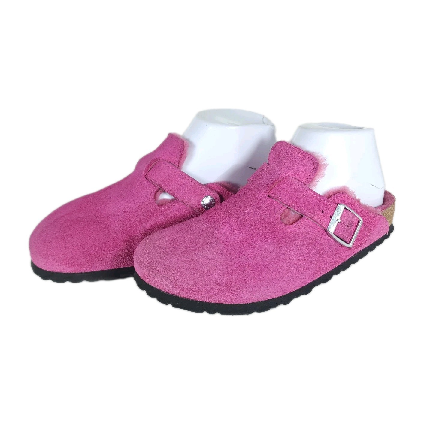 Birkenstock Women’s Boston EU37 US6 Fushia Tulip Suede Genuine Shearling Clogs