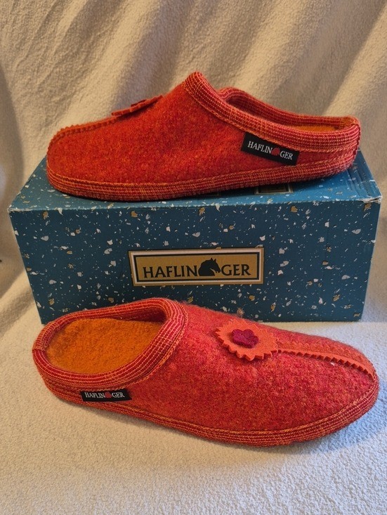 Haflinger Celine 40 Orange Boiled Wool Slipper – New