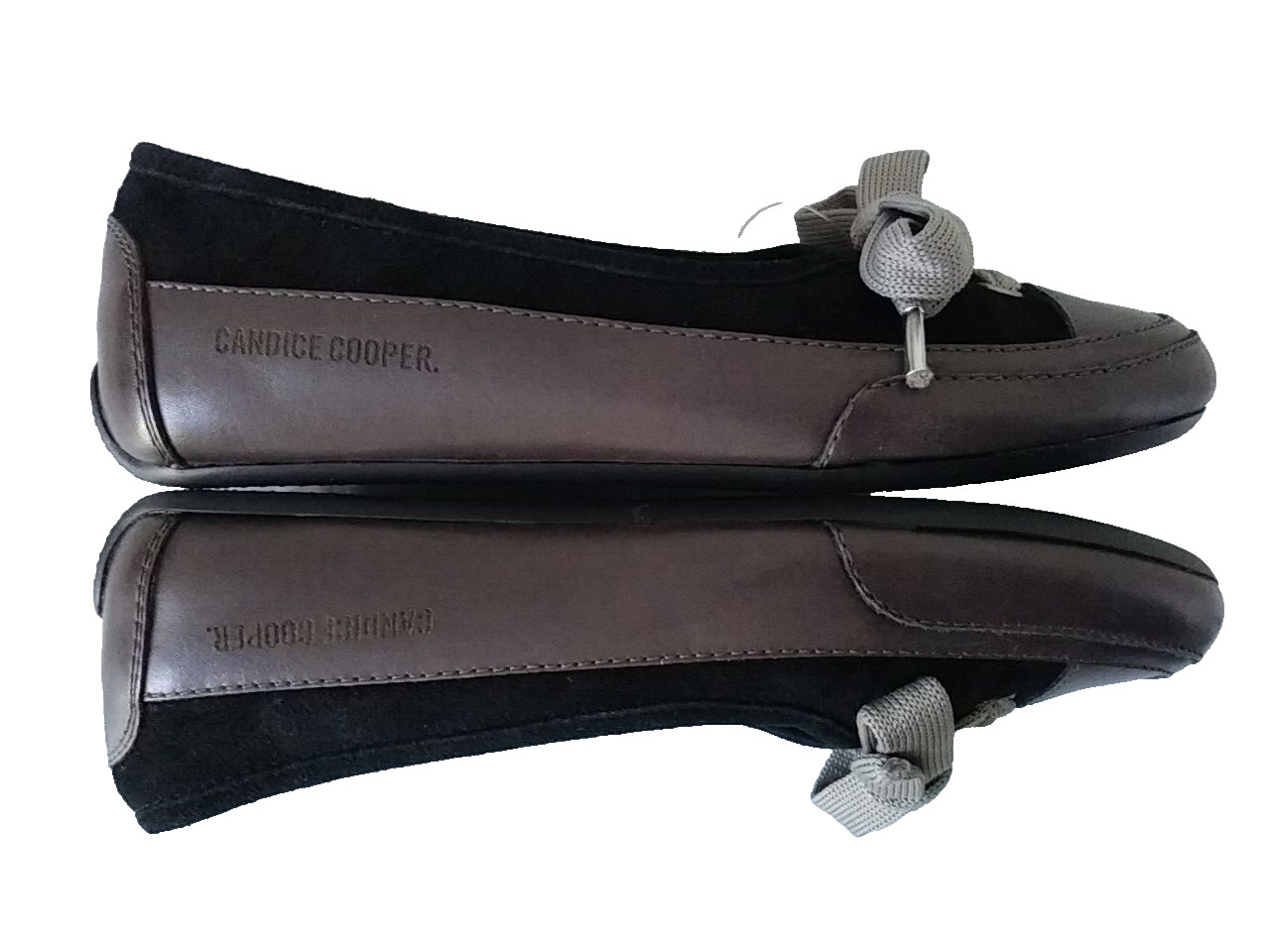 CANDICE COOPER Candy Bow Sneaker Ballet Flat Brown/Black Leather+Suede (5) NWOB