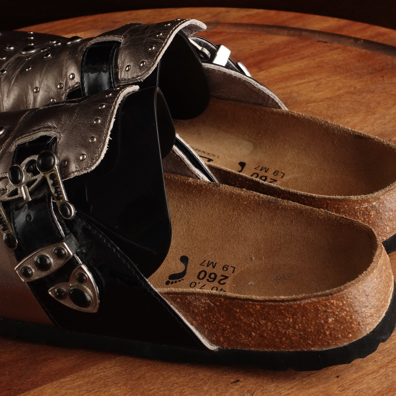 Betula Birkenstock Mules Womens SZ 9 Pewter Rocko Leather Studded Slip On Shoes