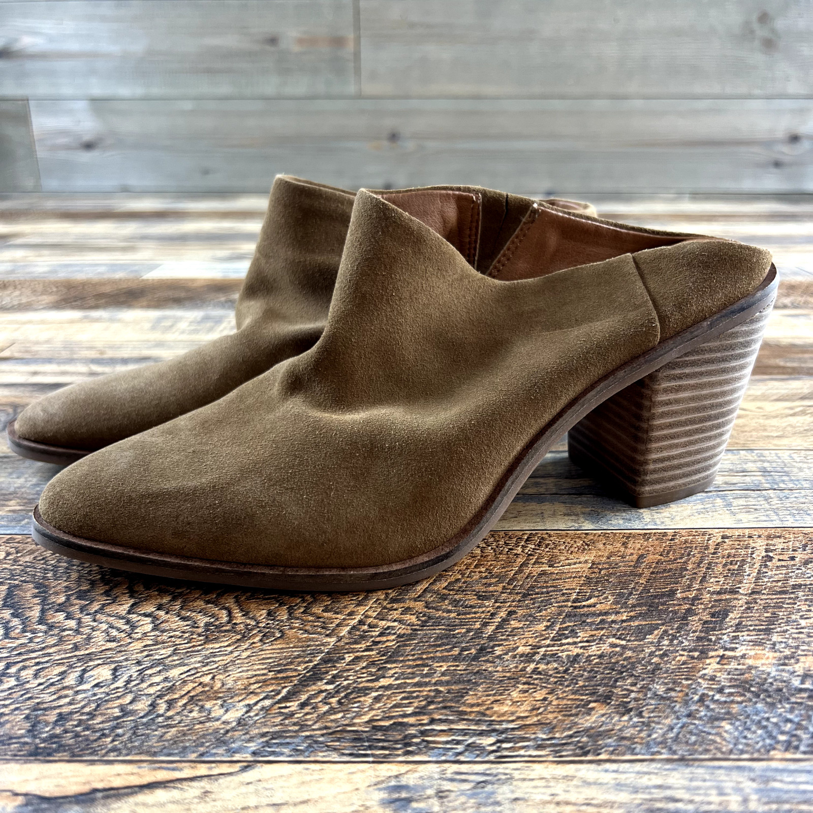 Lucky Brand Womens Mule Sebiki Suede Slip On Almond Toe Brown Size 9.5 M