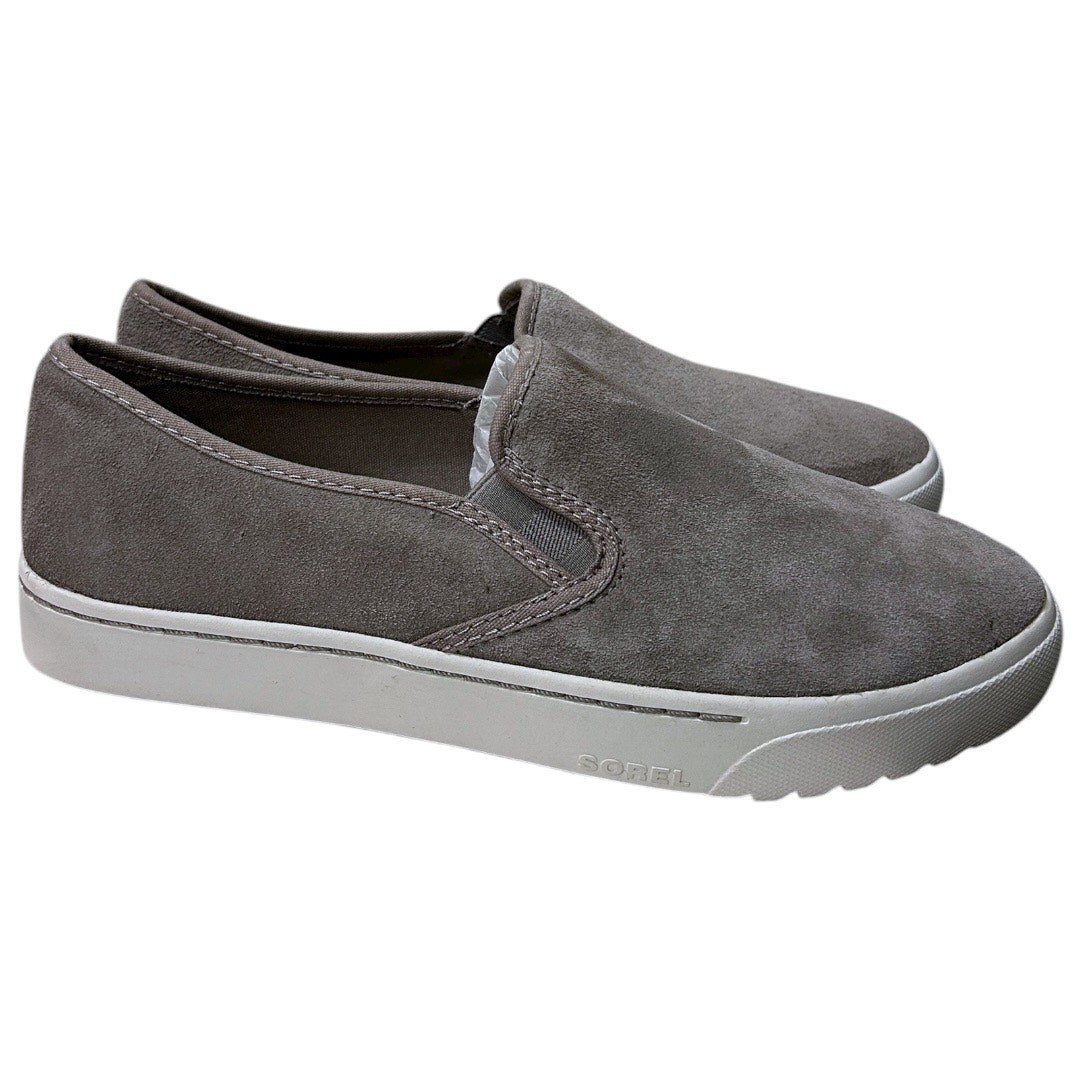 Sorel Women’s Campsneak Slip-On Suede Sneakers Women’s 10 Dove Grey Comfort NEW