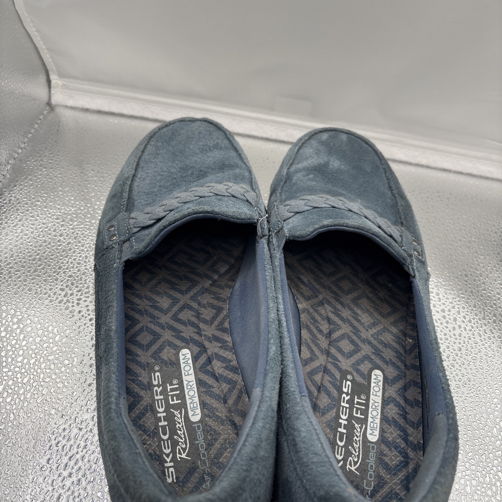 Skechers – Suede Slip-On Shoes – Bikers Of Melbourne. 10 Medium. Blue