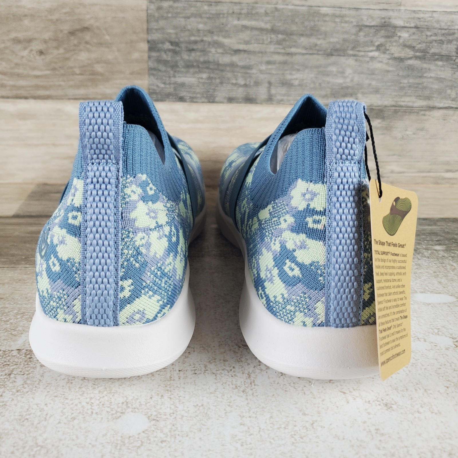 Spenco Karma Womens Shoe Sz 9 D Running Bluestone Floral Stretch Slip On Sneaker