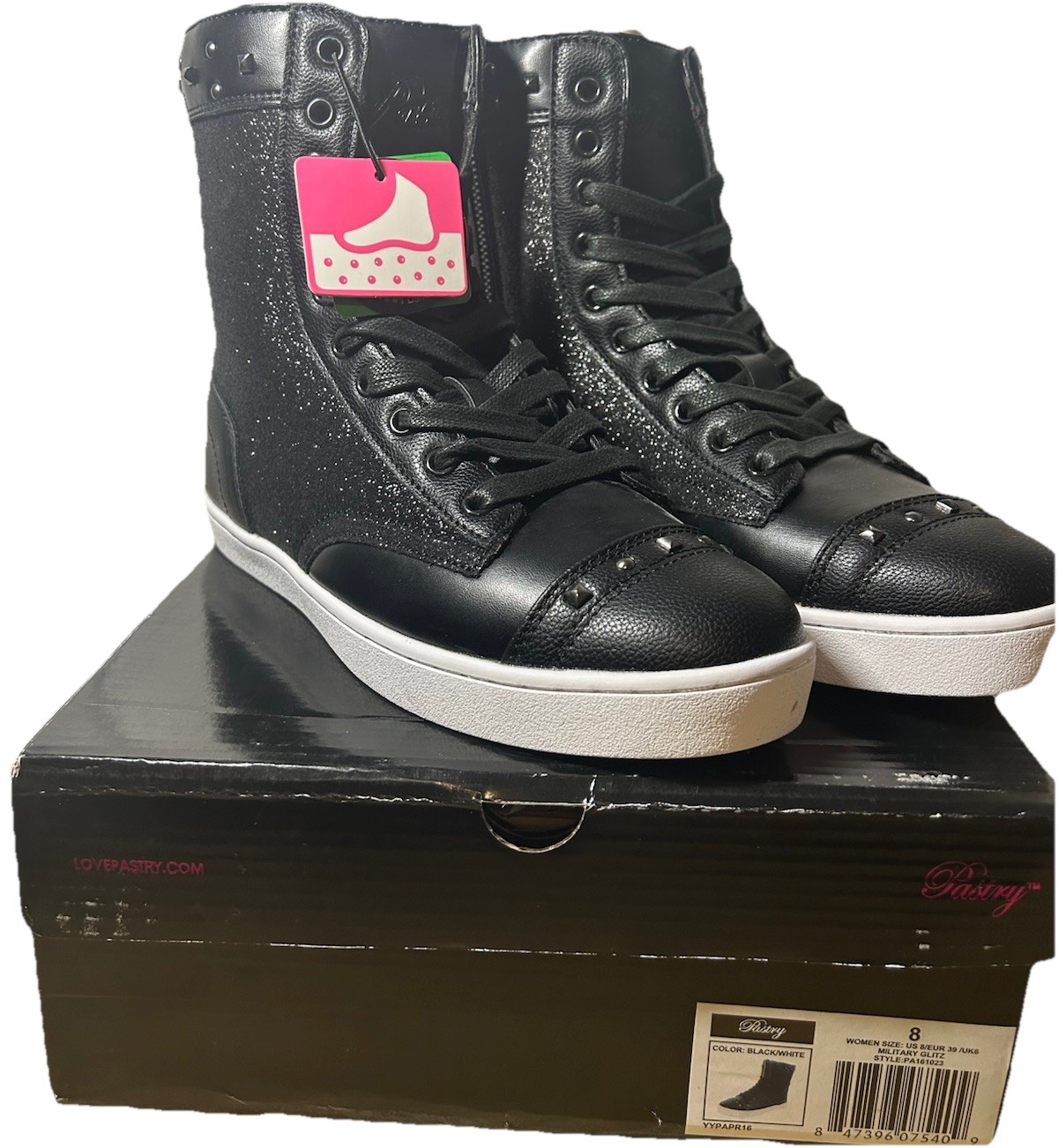 Pastry BlacK Military Glitz Combat Boot Sneaker & Dance Shoe Women’s Size 8 New