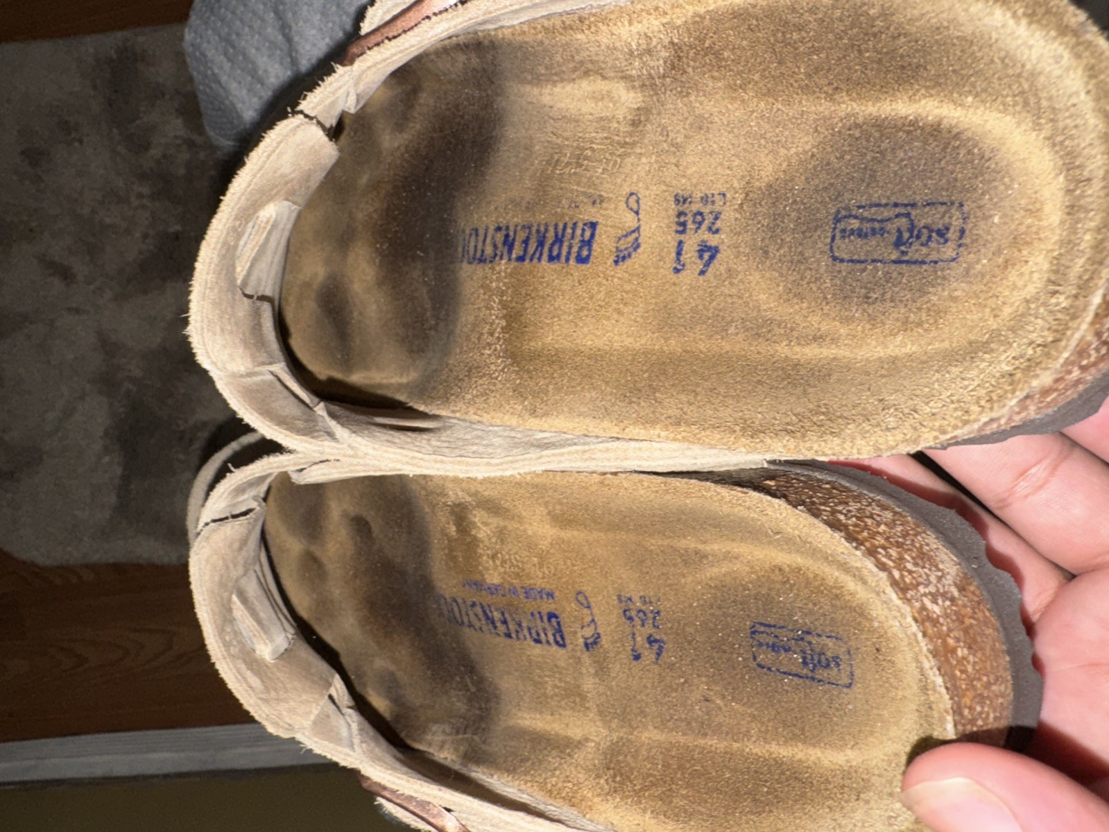 Birkenstock Boston Suede Clogs Womens Taupe Normal Soft Footbed Sandals