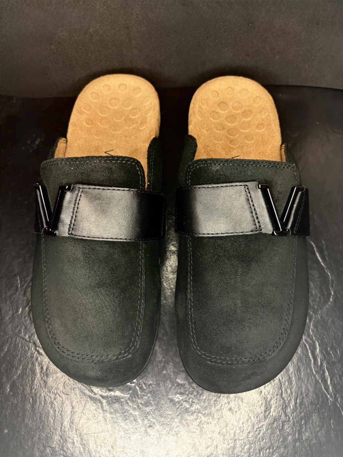 Vionic Women’s Maude Black Suede Slip-On Mule Shoes Size 10 Comfort Slides Shoes
