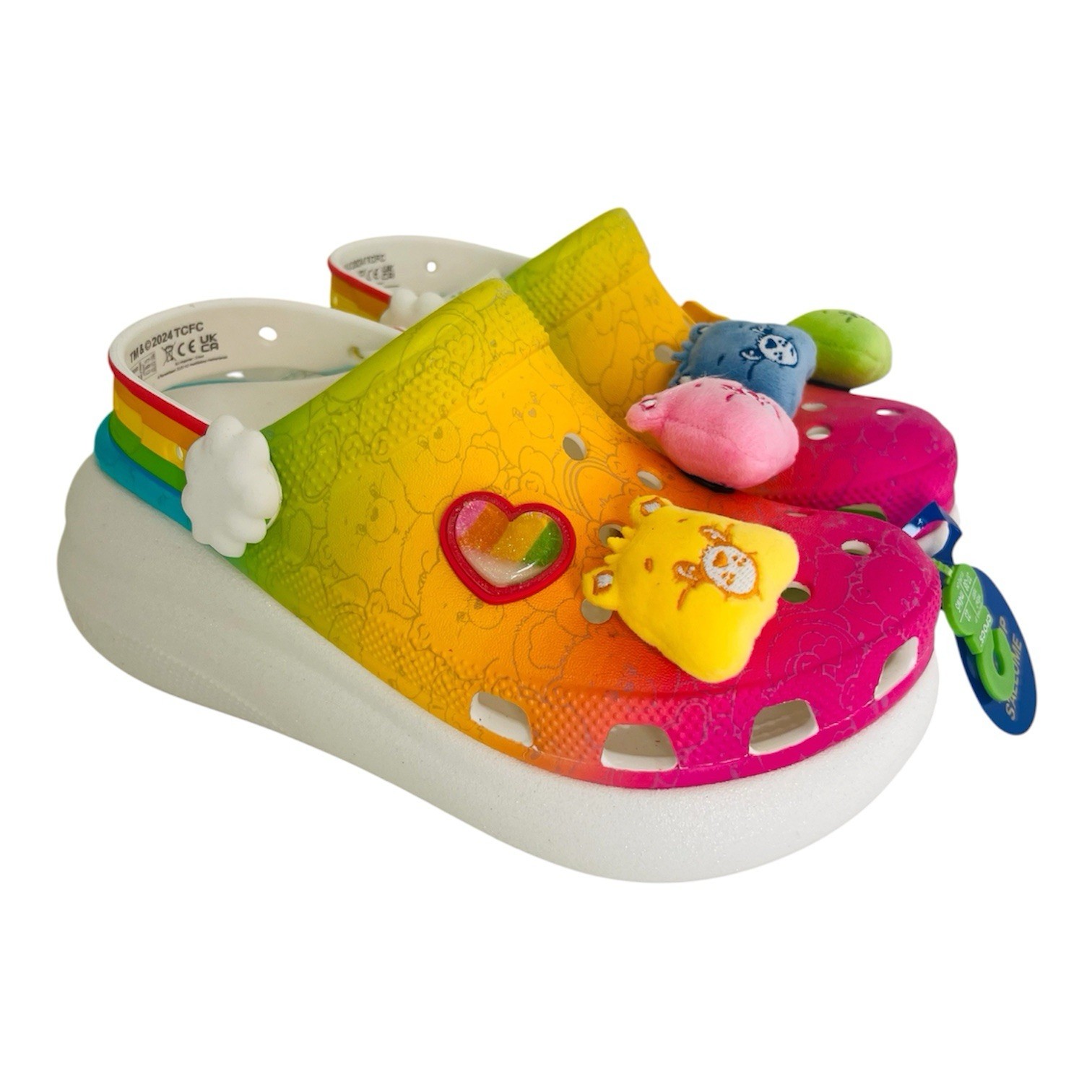 CROCS X Care Bears Platform Crush Clogs ‘Light On’ Mens 5 Womens 7 Rainbow
