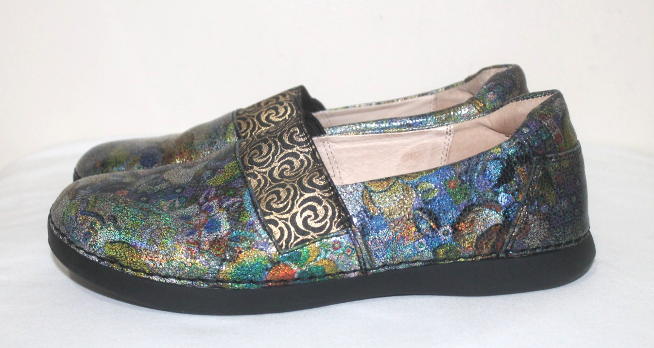 Alegria Glee Size 39/9 Metallic Leather Women’s Slip On Loafers Multicolor Shoes