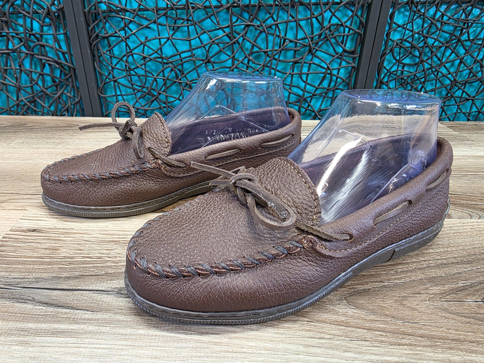 Minnetonka Classic 492W Moccasins Brown Moosehide Leather Slip On Women’s 7.5
