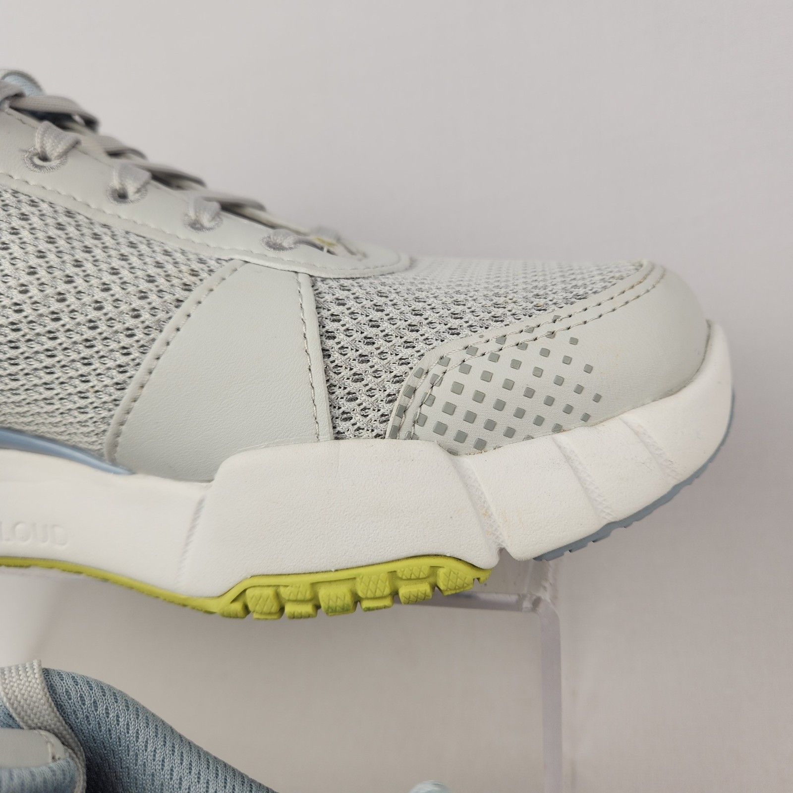 KURU Quantum 2.0 Womens Shoes Sz 9.5 M Dove Gray Pale Lime Lace Up Mesh Sneakers