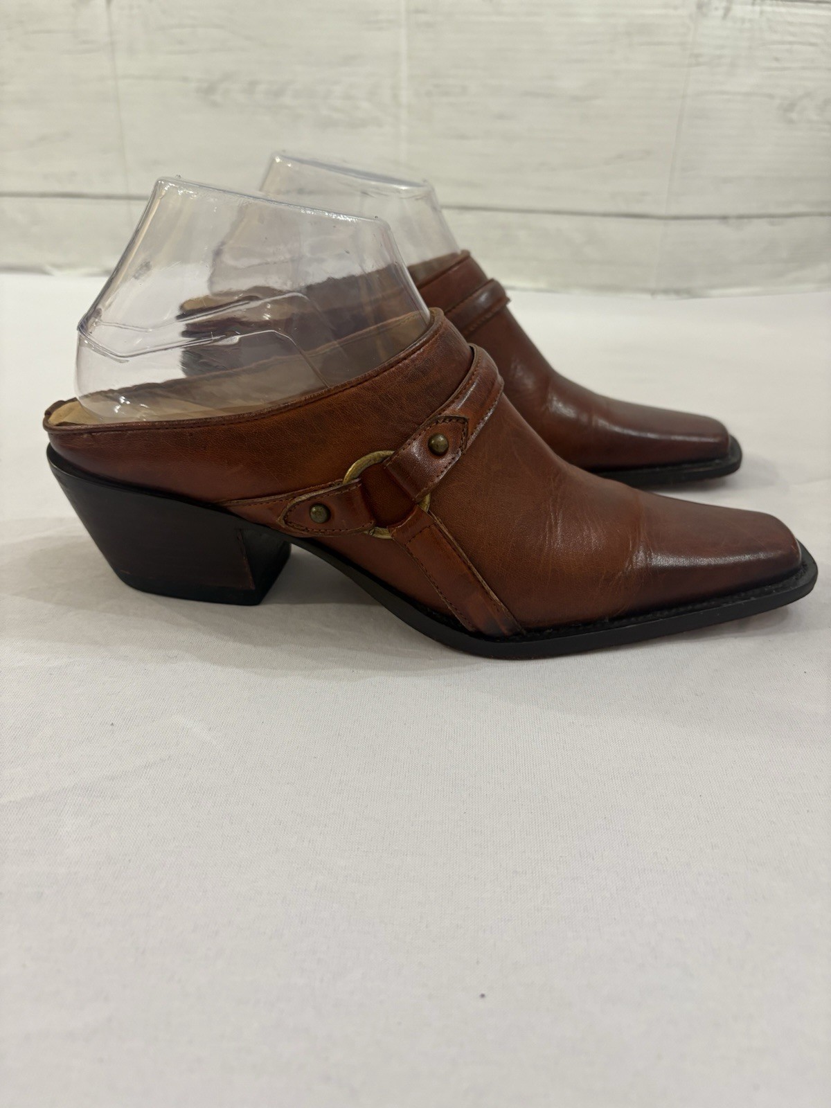 CHARLIE 1 HORSE LEATHER SLIP ON MULE BRAZILIAN WESTERN SHOES SZ 7.5 B