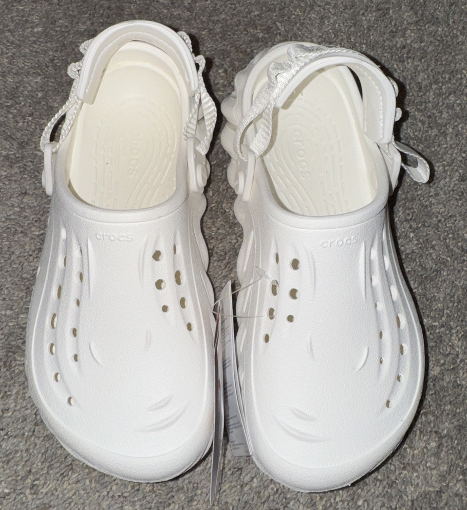 Platform Crocs Echo Clog White Womens 7 Mens Sz 5 Mules 207937 Tags Cloth Strap