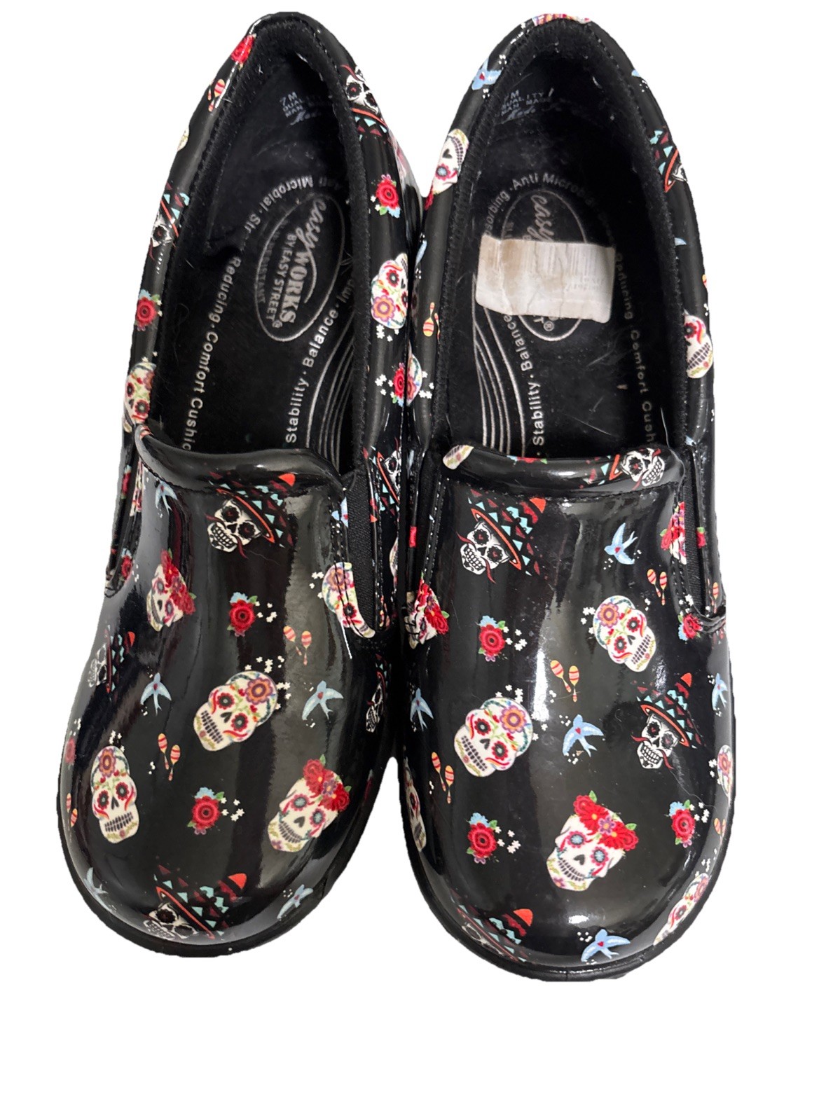 Halloween✨ Easy Work by Easy Street✨ Day of the Dead Slip On Clogs Mules Shoes