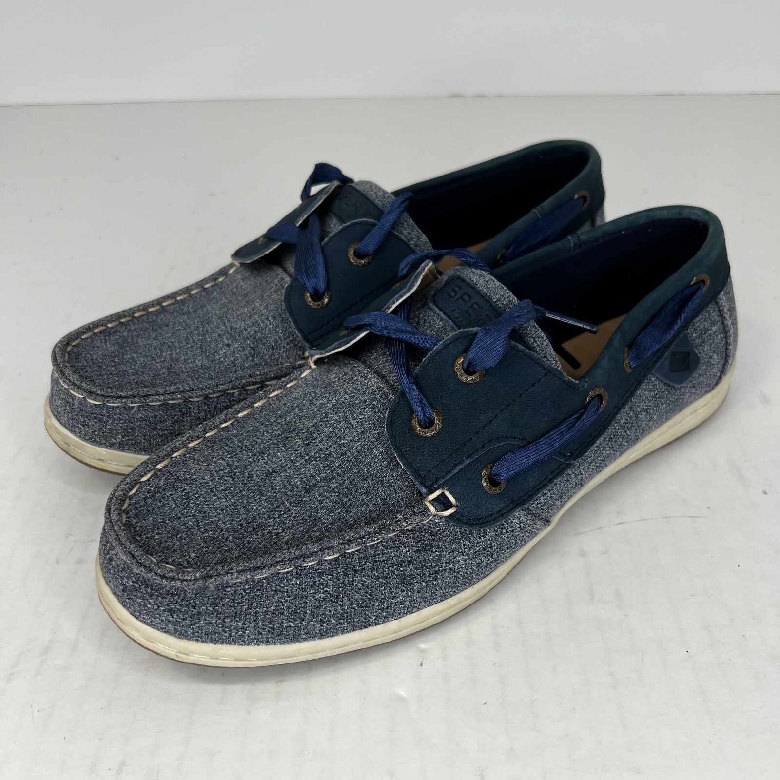 Sperry Womens STS84344 Blue Koifish Sparkle Chambray Slip On Size 8.5 Boat Shoes