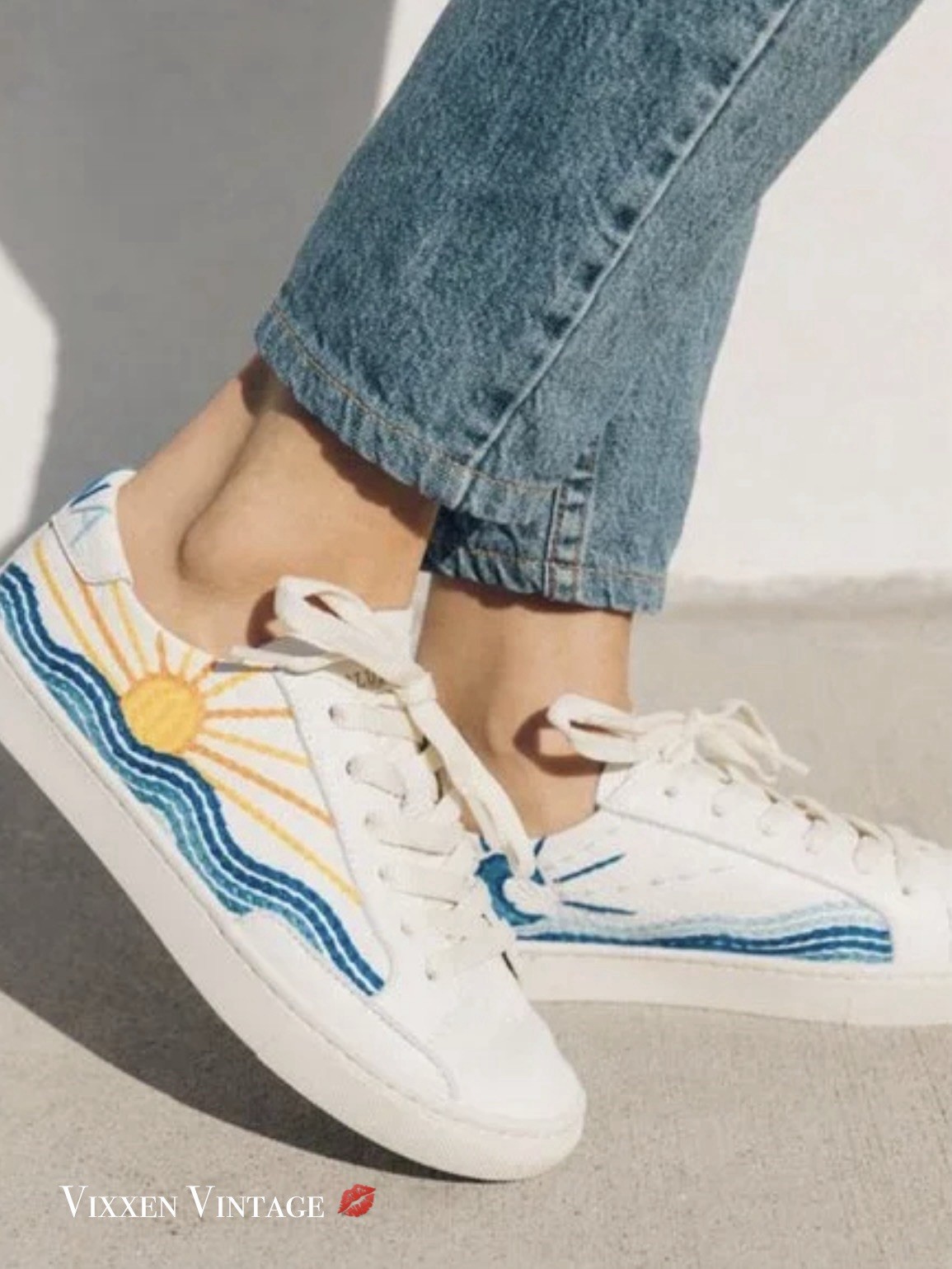 SOLUDOS LEATHER ‘THE SUNRISE SUNSET CLASSIC SNEAKER’ IN OASIS WHITE MULTI $159