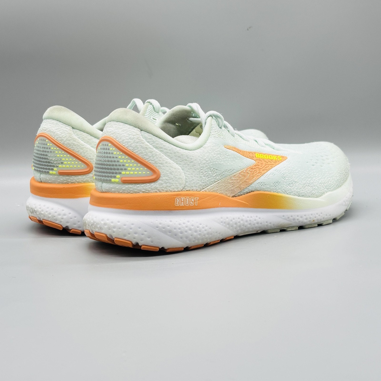 Brooks Shoes Womens 9.5 Green Orange Mesh Ghost 16 Road Running Athletic Sneaker