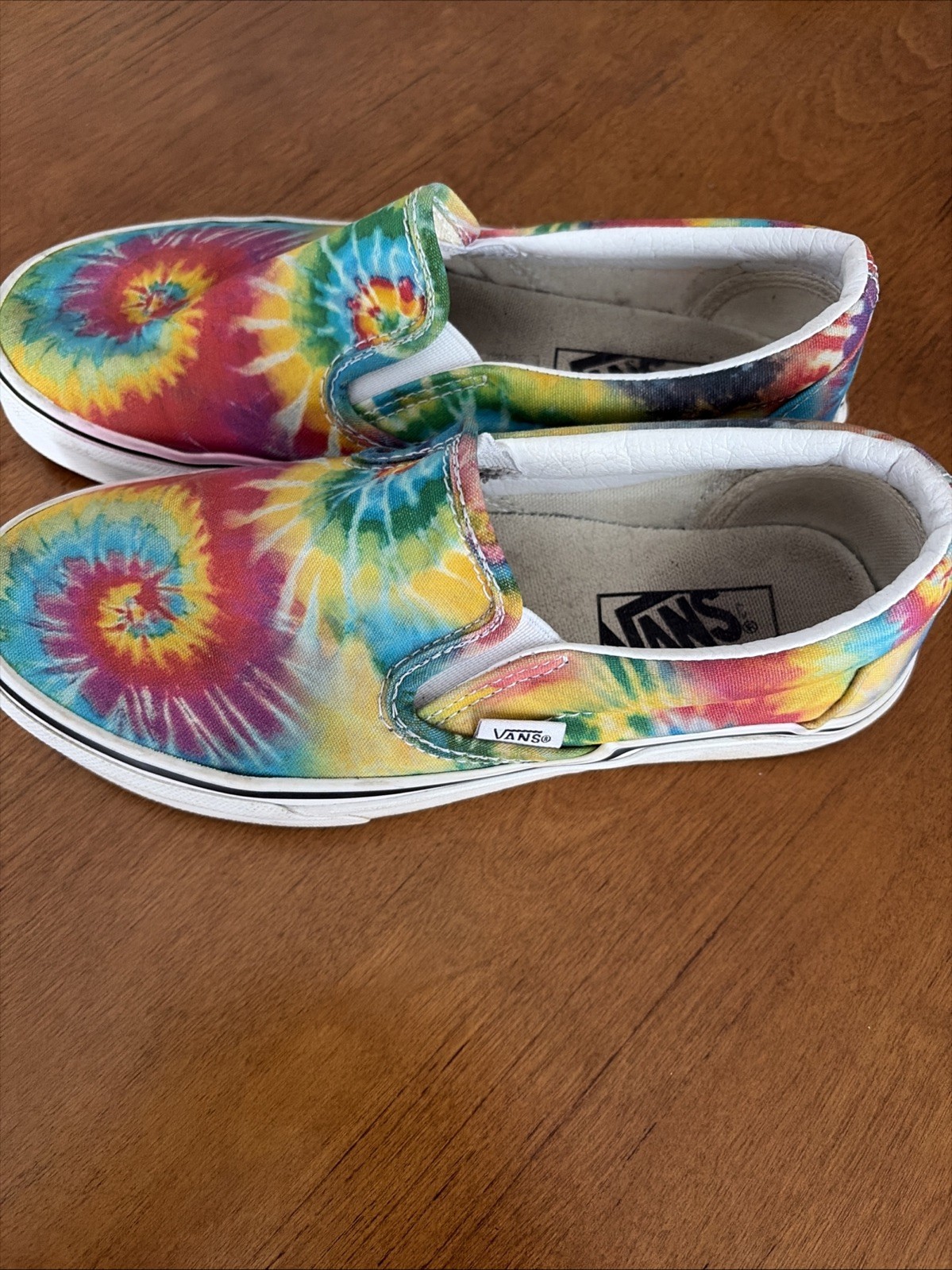 Vans Rainbow Tie-Dye Classic Slip-On Skate Shoes Size M 5 W/6.5