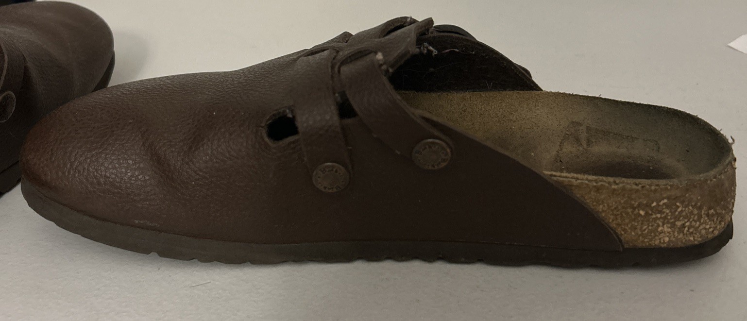 Birkenstock Birki’s Brown Leather Slip On Clog Mules 250 39, US Size L8 M6