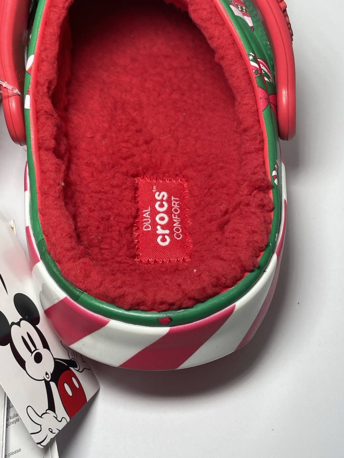 Disney Holiday Mickey Minnie Christmas Crocs Clogs Fleece Lined Size M4 W6