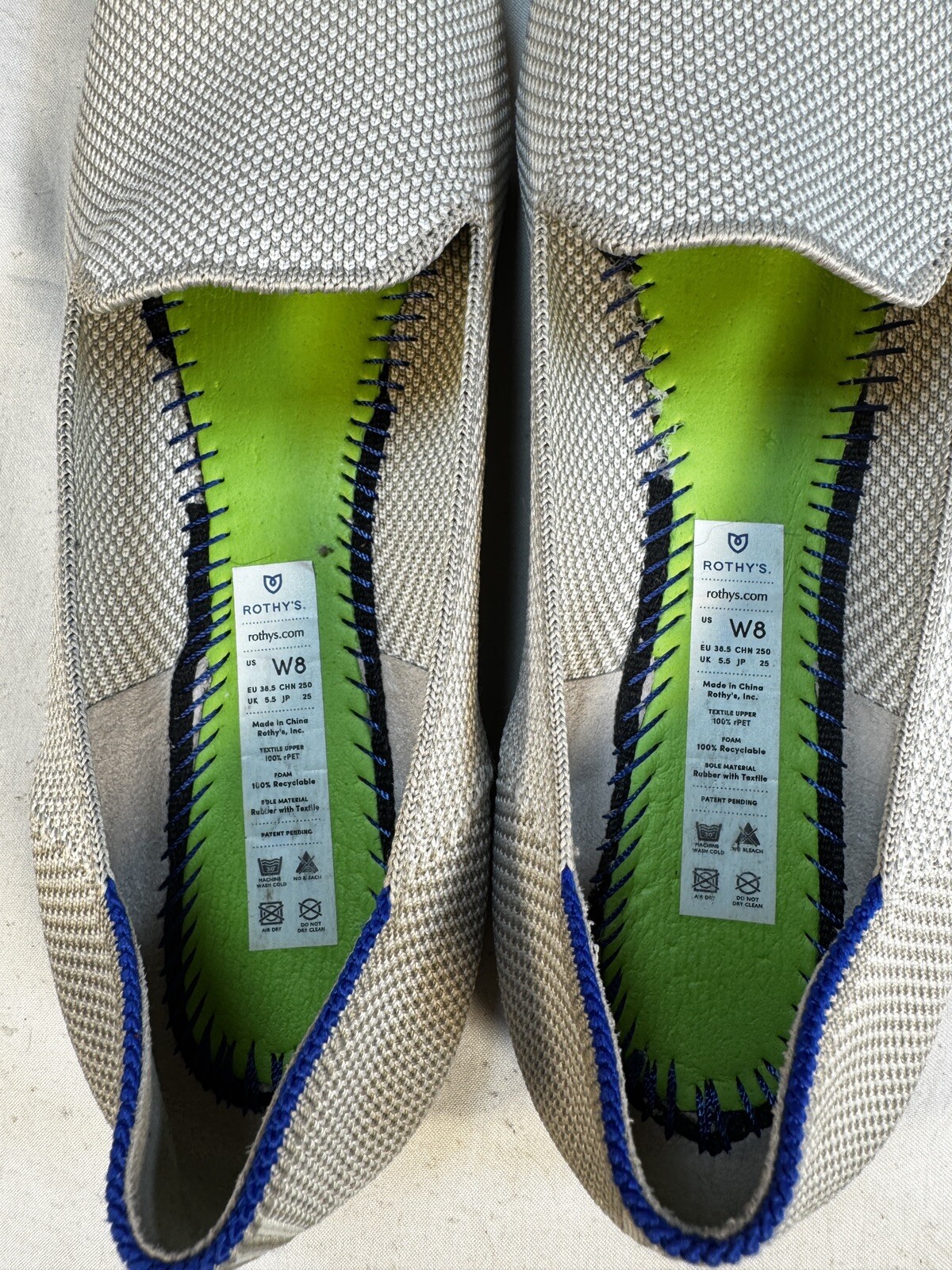 Rothy’s The Loafer 8 Ecru Beige Knit Sustainable Flat Shoe