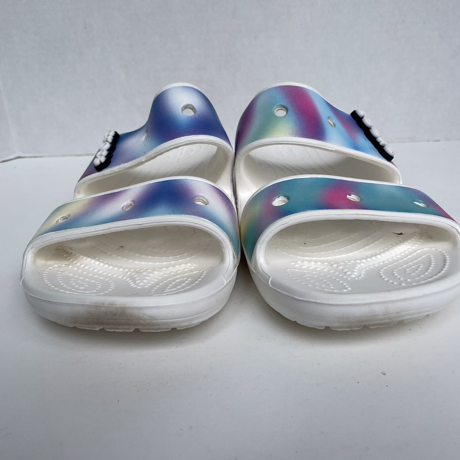 Crocs Solarized Tie Dye Colorful Croslite Sandal Women 10 Strap White Multicolor