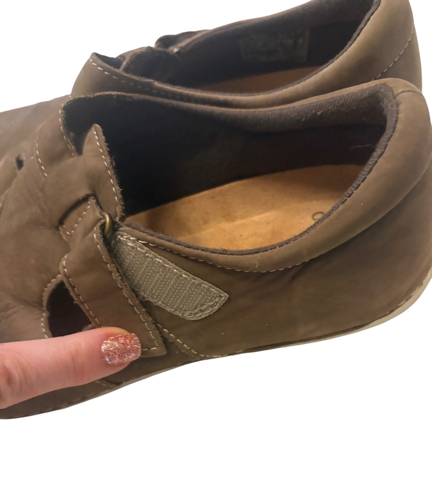 Earth Origins Leather Adjustable Slip-Ons Penny Shoes Arch Support SZ 9.5W