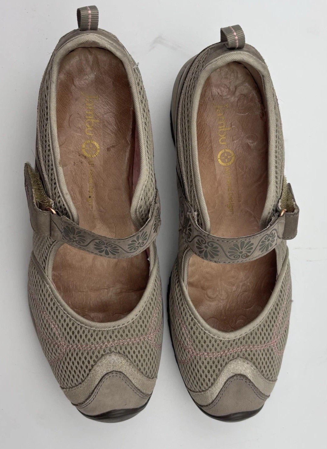 JAMBU Cascade Taupe Leather Mesh Shoes Mary Jane Terra Design Walk Womens Sz 8.5