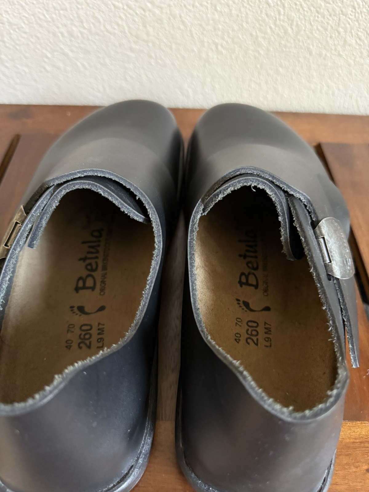 Vintage Birkenstock Betula Charleston EU 40 Blk Lthr Shoes Metal Closure