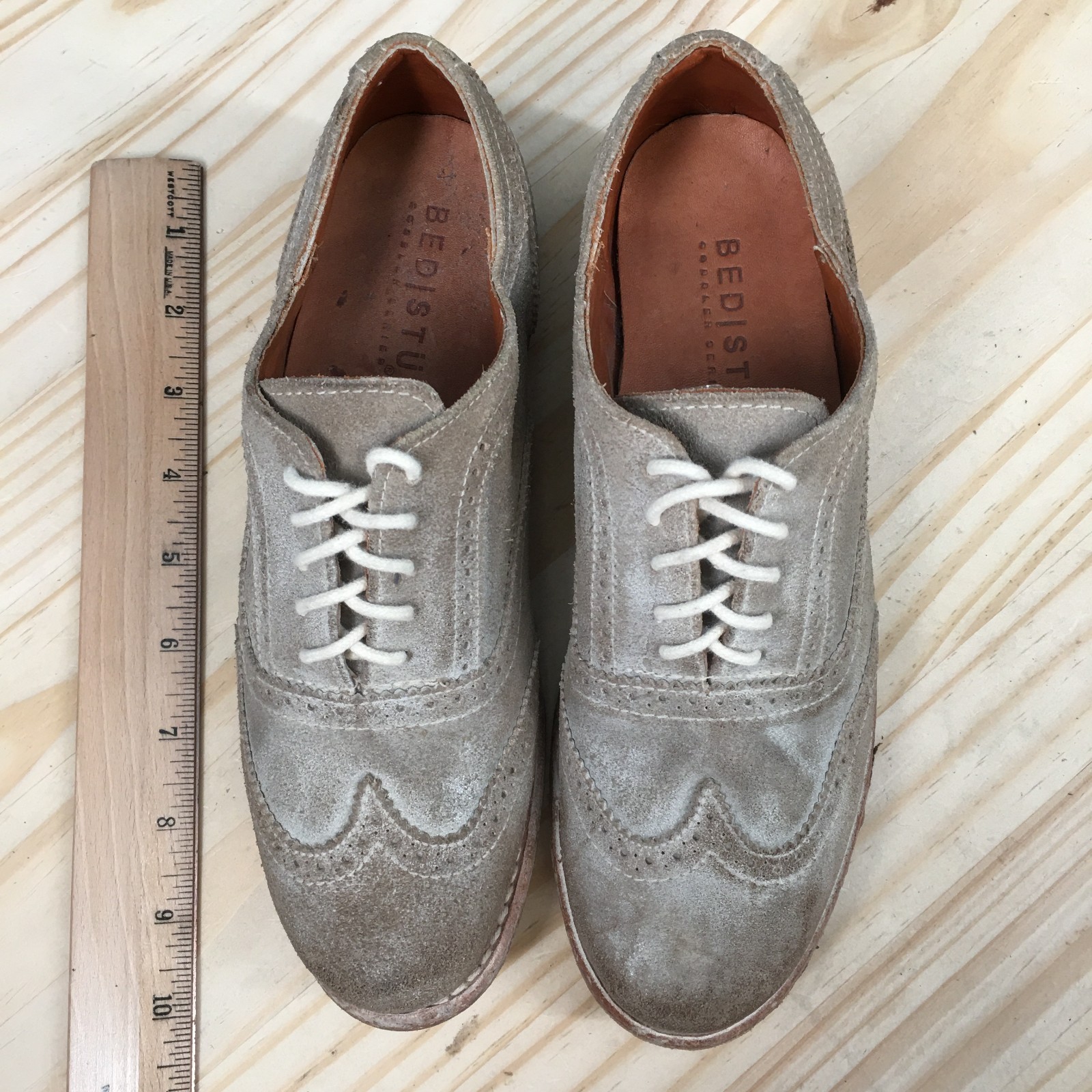Bed Stu Dress Shoes Womens 6 Oxford Wingtip Lace Up Almond Toe Leather Brown