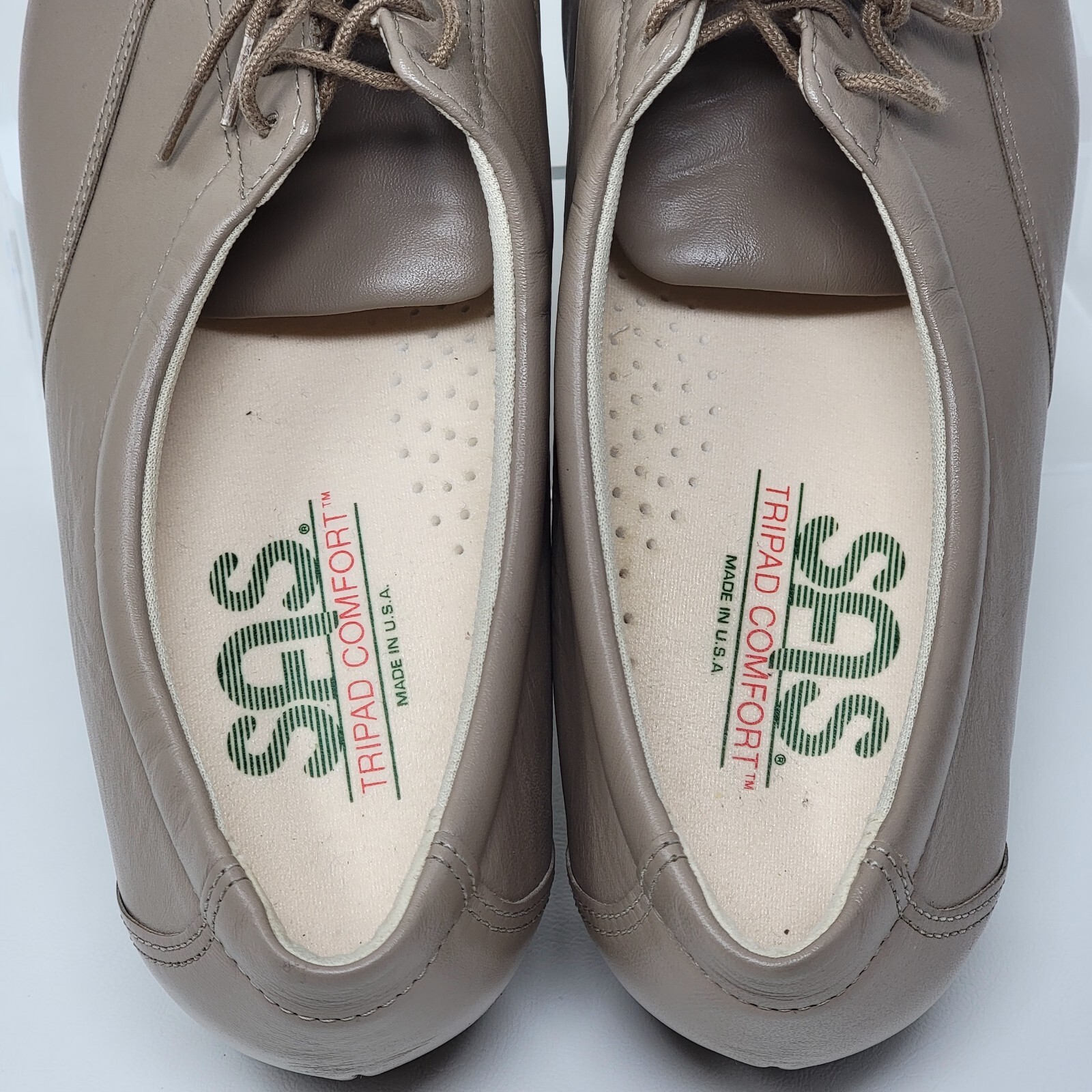 SAS Womens Whisper Plain Toe Lace Oxford Walking Duty Shoe Mocha Size 9 Preowned