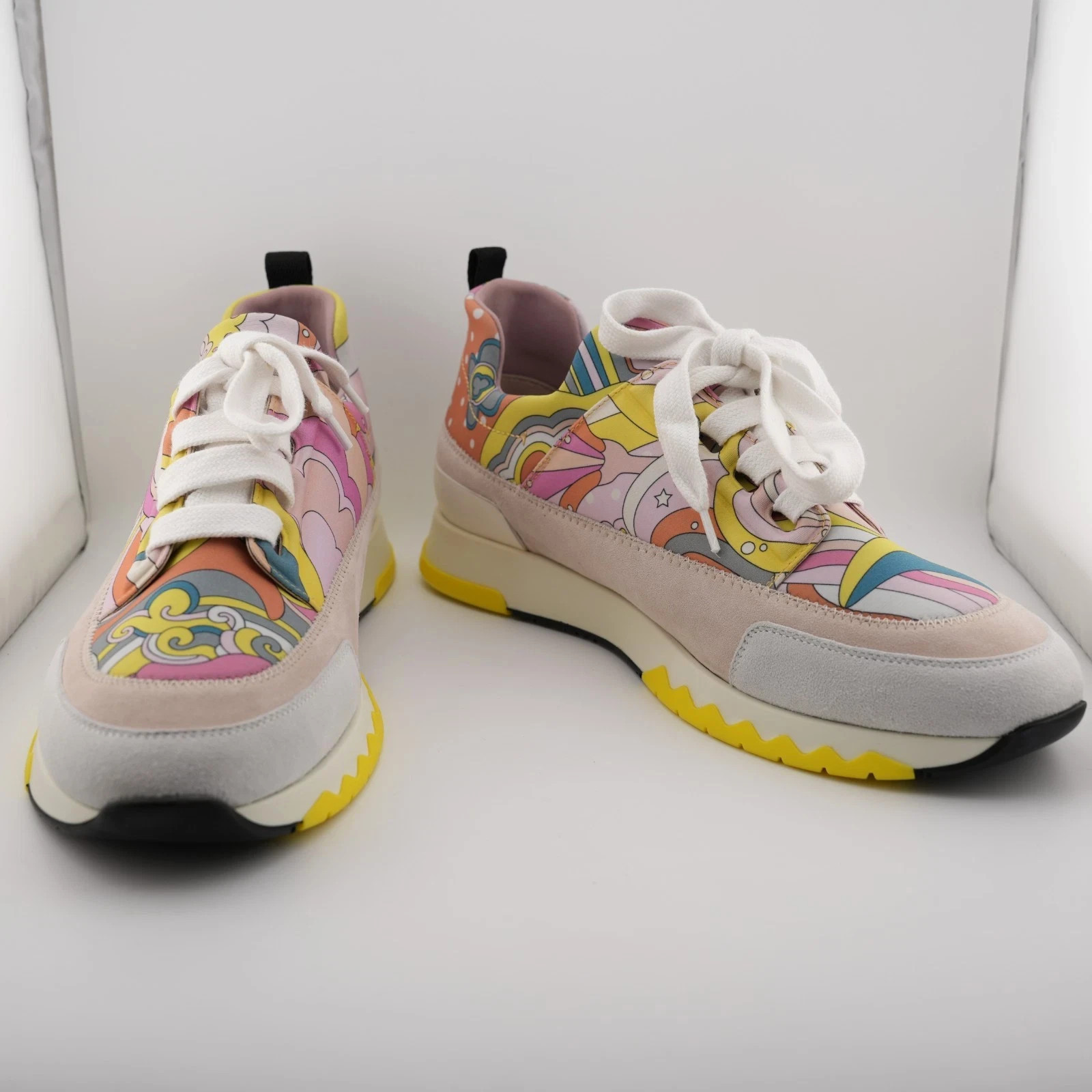 Hermes Multicolor Print Canvas and Suede Stadium Low Top Sneakers Women’s 9