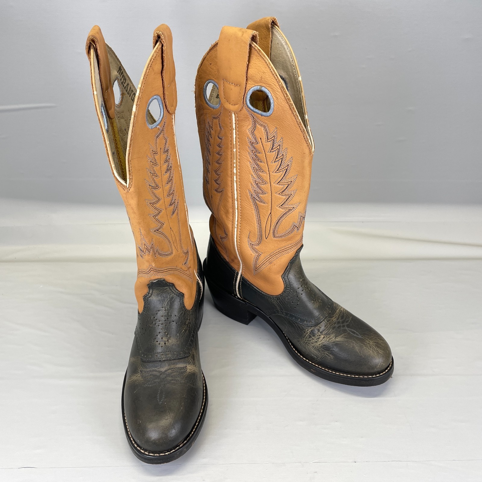 Vintage Durango Western Cowboy Boots Womens Size 6M Two Tone Brown Black Leather