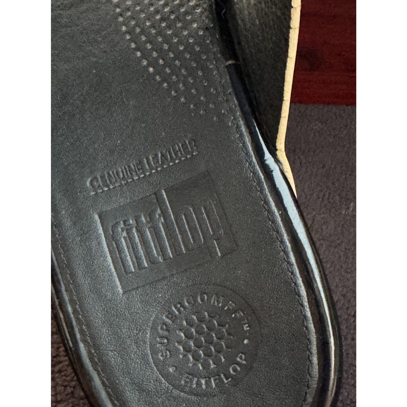 FitFlop Gold Metallic Leather Slide Sandals Womens Size 8 SupercomFF Comfort
